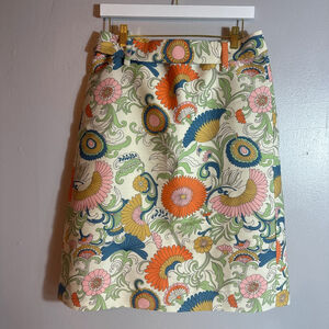 Size 10 J.Crew tie-waist skirt ornate, 1970s-inspired retro floral spring summer